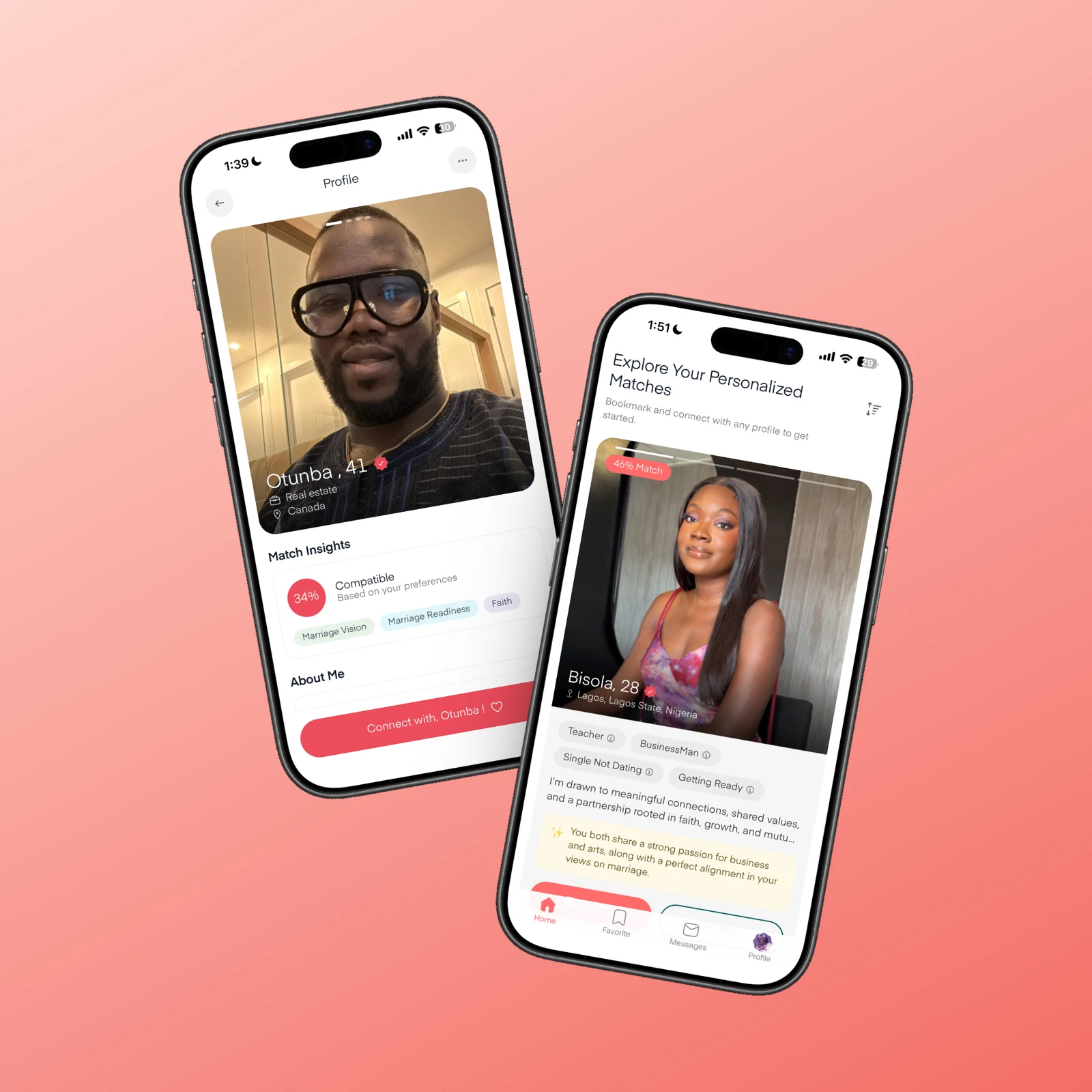 A profile with match insights