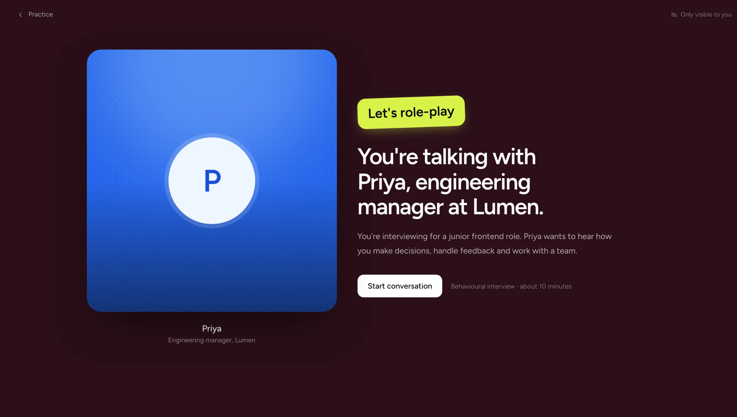 Role-play practice with an AI interviewer