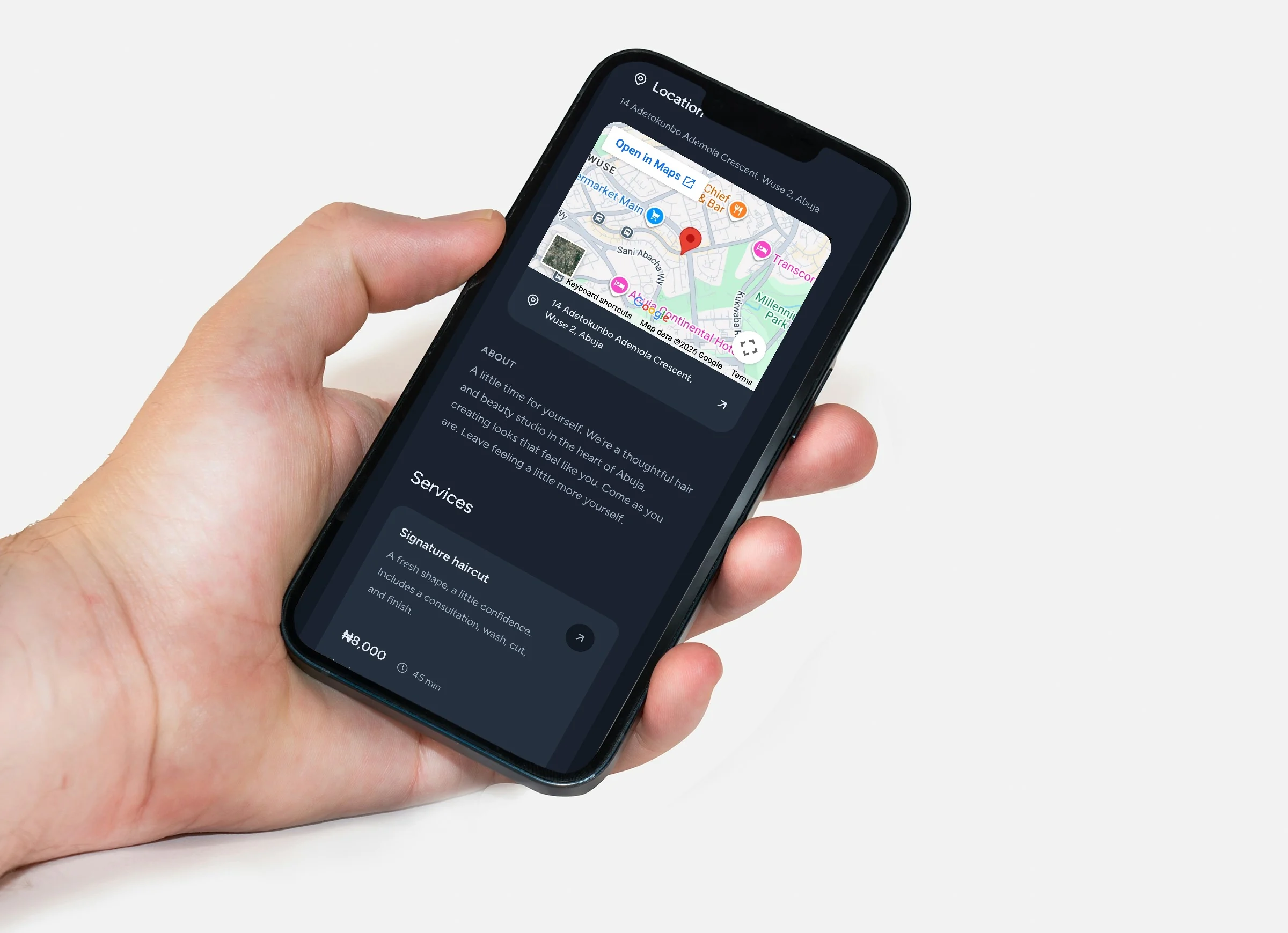 Bloom Studio's booking page
