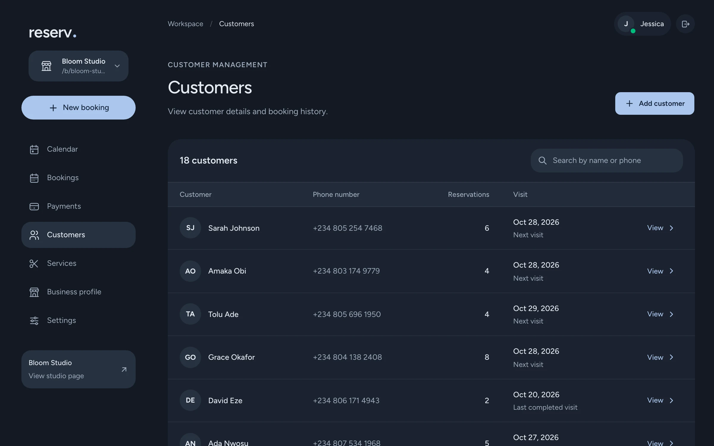 Customers and their history
